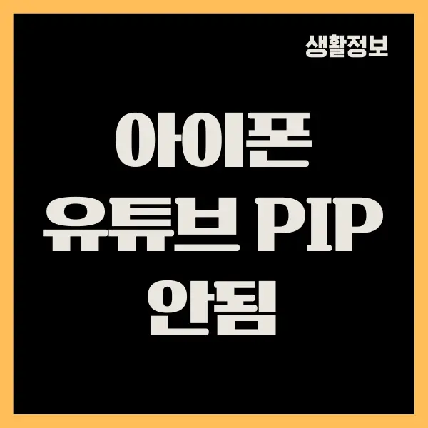 아이폰 유튜브 PIP 안됨 해결, 설정하는 방법